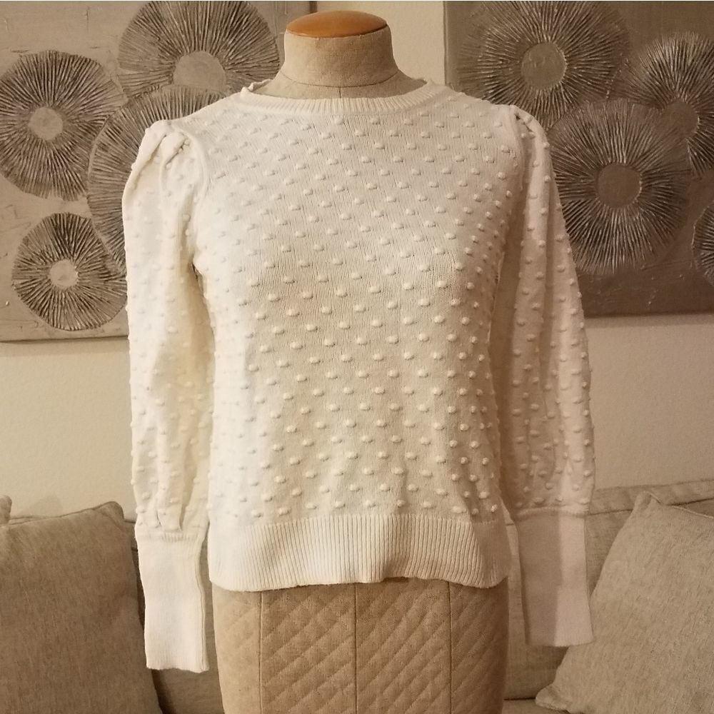 Halogen Dot Knit Balloon Sleeve Sweater sz Small.